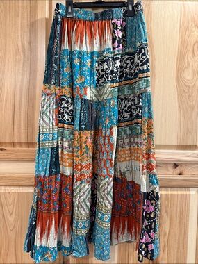 Vintage Signals Bohemian Patchwork Festival Hippie Midi/Maxi Skirt Size S